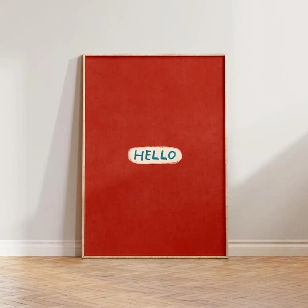 1pc Art mural de couloir sans cadre, Art mural rétro, impression Hello, impression de couloir, décor