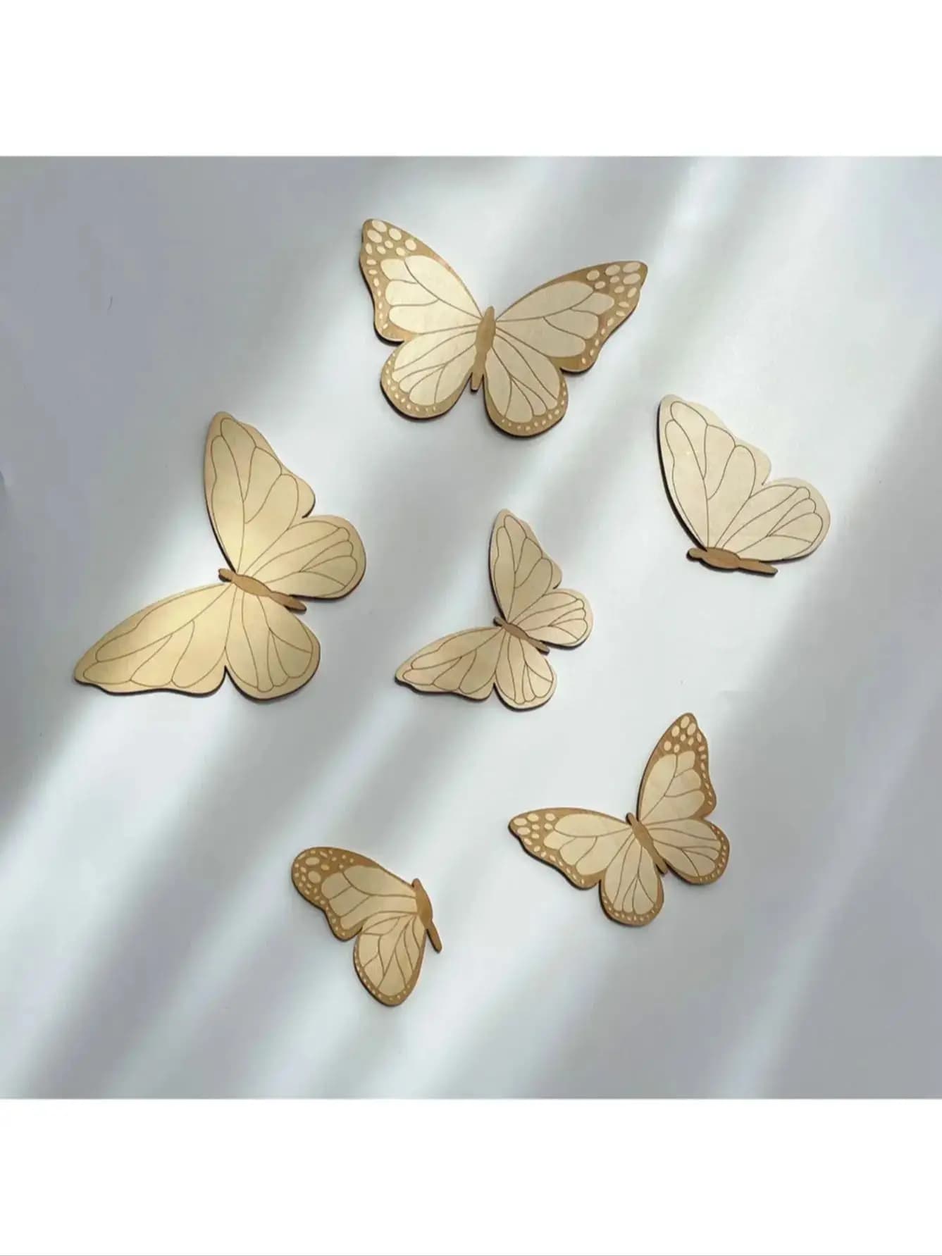Autocollants muraux en bois pour chambre d'enfant, 6 pièces, décoration de maison, mur papillon, arr