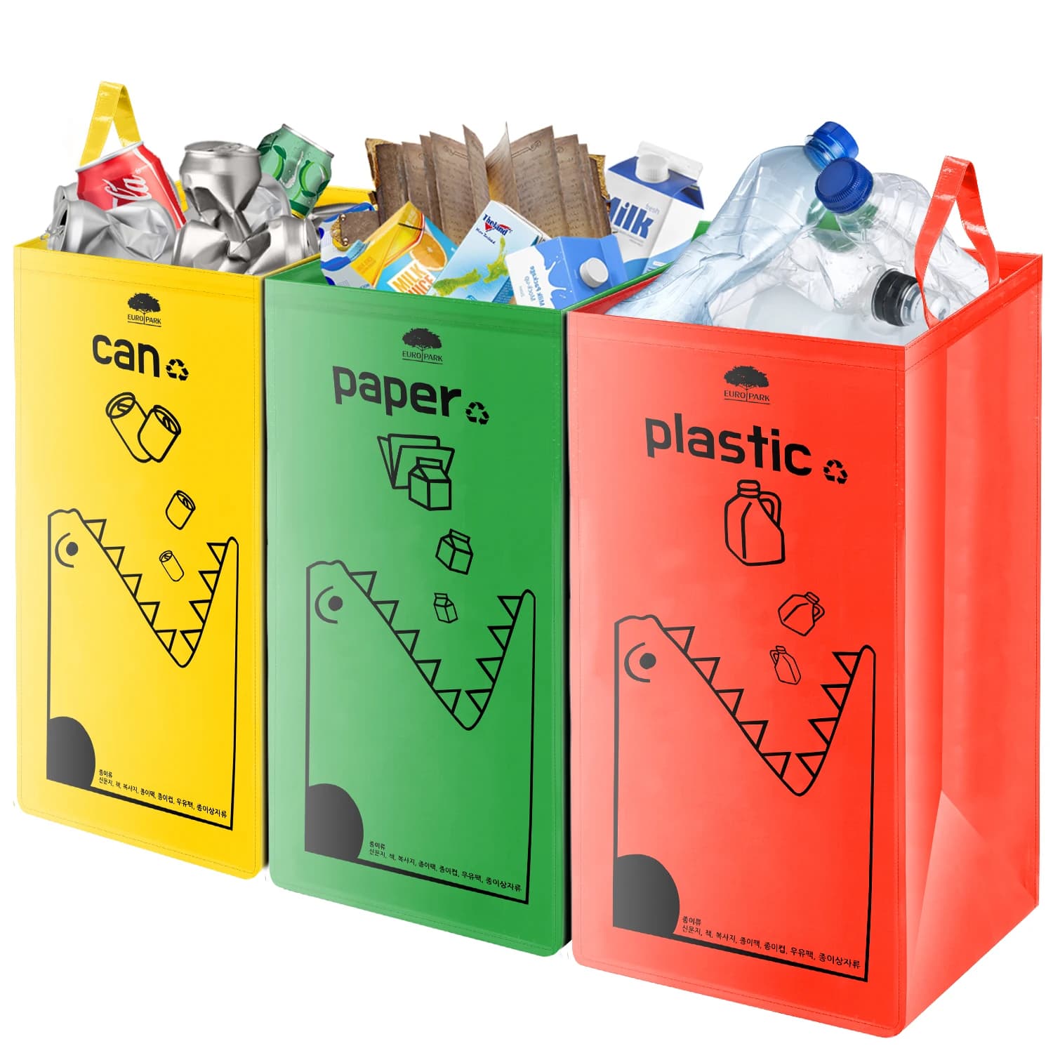 Poubelle de recyclage étanche de 149 l, sac poubelle recyclable avec impression colorée, stockage de