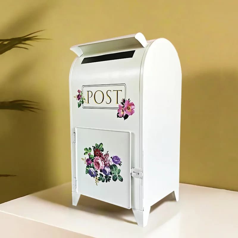 Boîte aux lettres vintage pour mariage, boîte aux lettres sur pied, boîte de rangement en métal adap