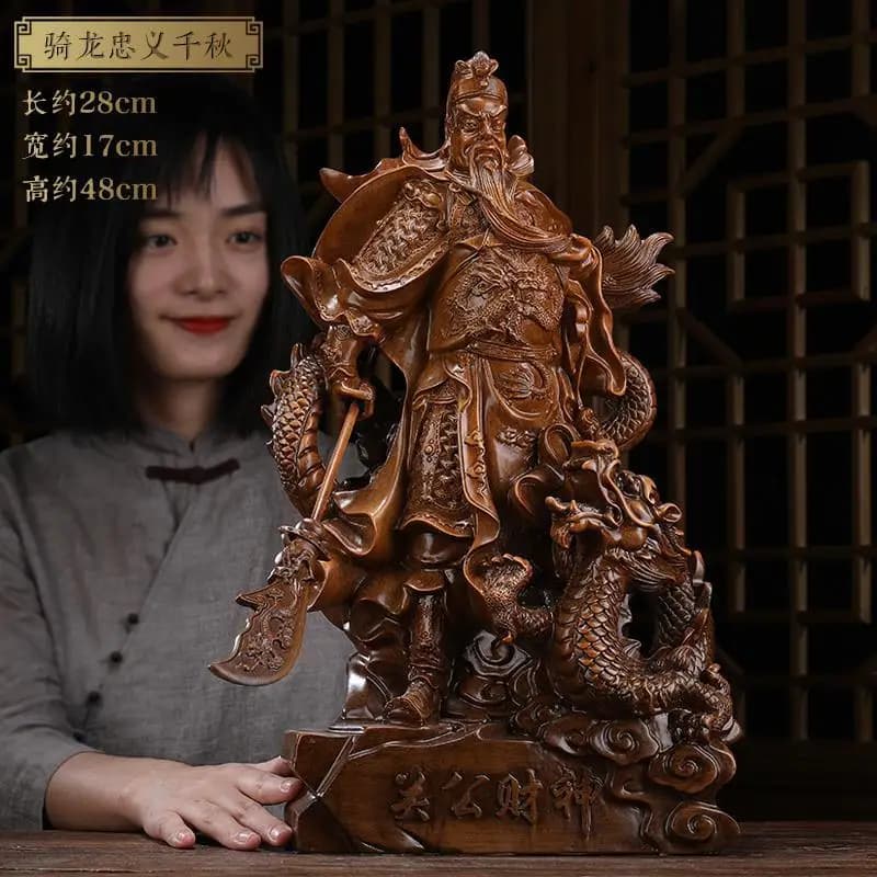 Statue de Guan Gong chevauchant un dragon pour le culte, figurine du Dieu de la Richesse Guan Yu, ar