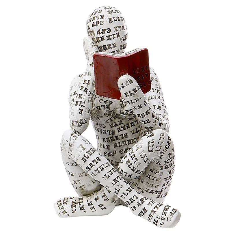 Statue de Pulp Reading Men Thinker, Sculpture Esthétique, Décoration Moderne Abstraite pour Étagère 