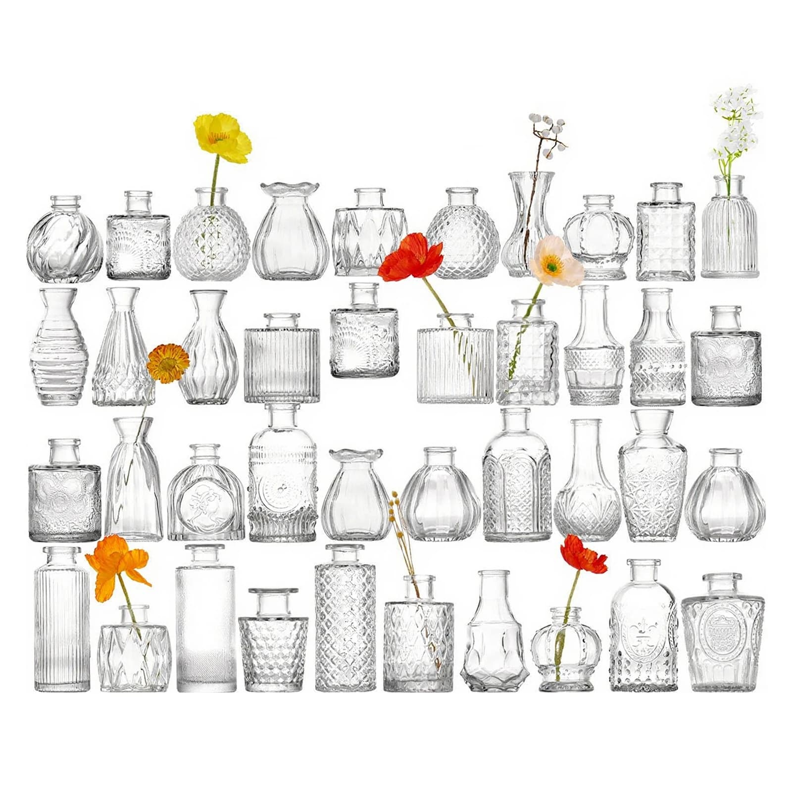 Ensemble de Vase à bourgeons en verre, Vase décoratif transparent, Mini Vase à fleurs en verre pour 