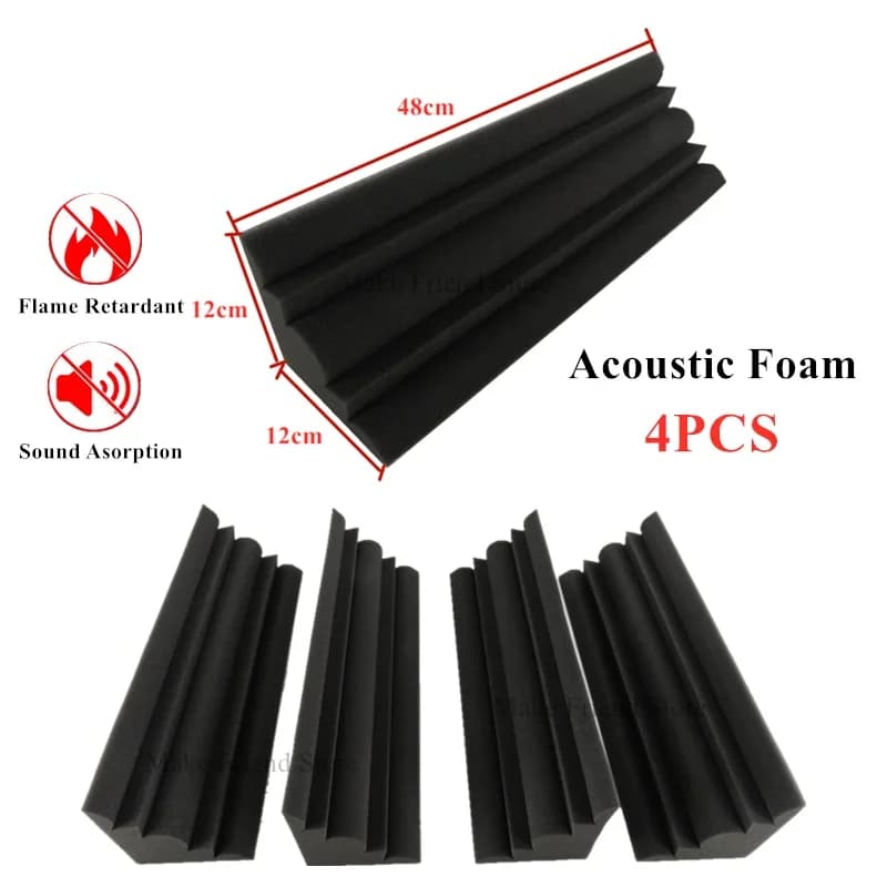 4 panneaux de mousse acoustique haute densité 12 x 12 x 48 cm, piège à basses, absorption sonore, is