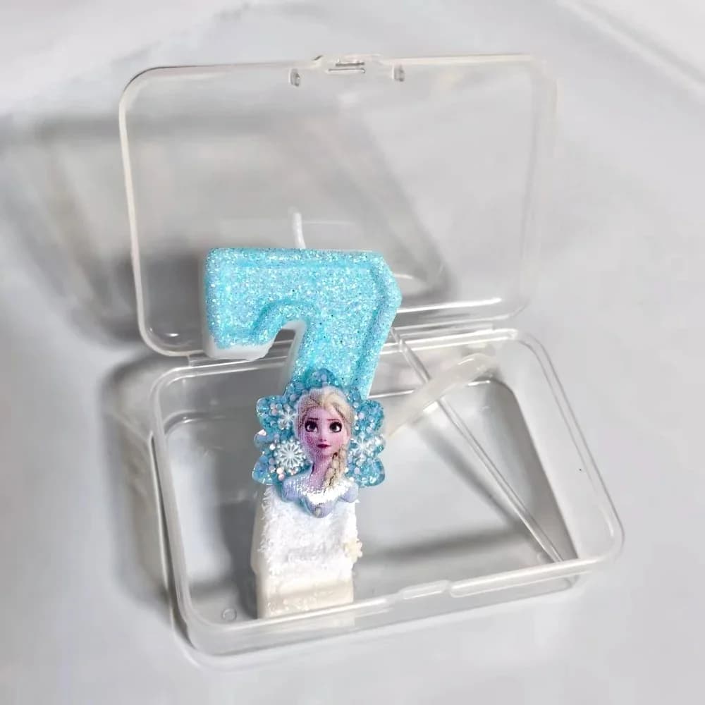 Bougie d'anniversaire numérique bicolore Frozen Fit Cartoon, décoration de fête, bougie de gâteau mi