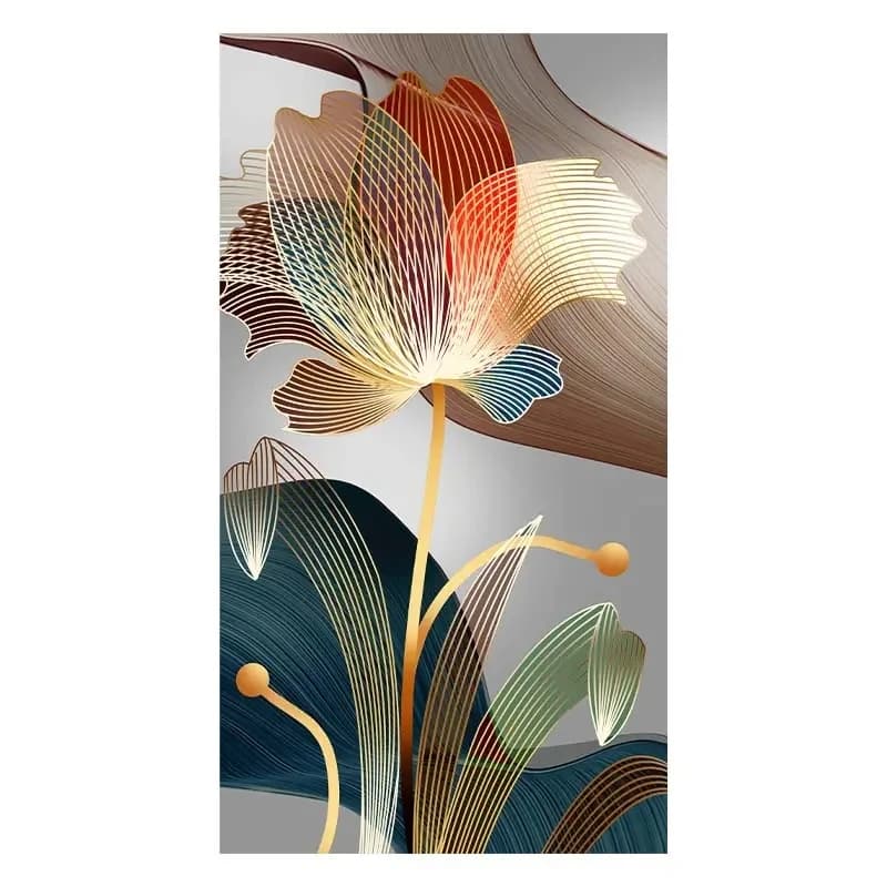 Peinture sur toile de fleurs abstraites, lignes dorées de luxe, affiches et impressions modernes, ga