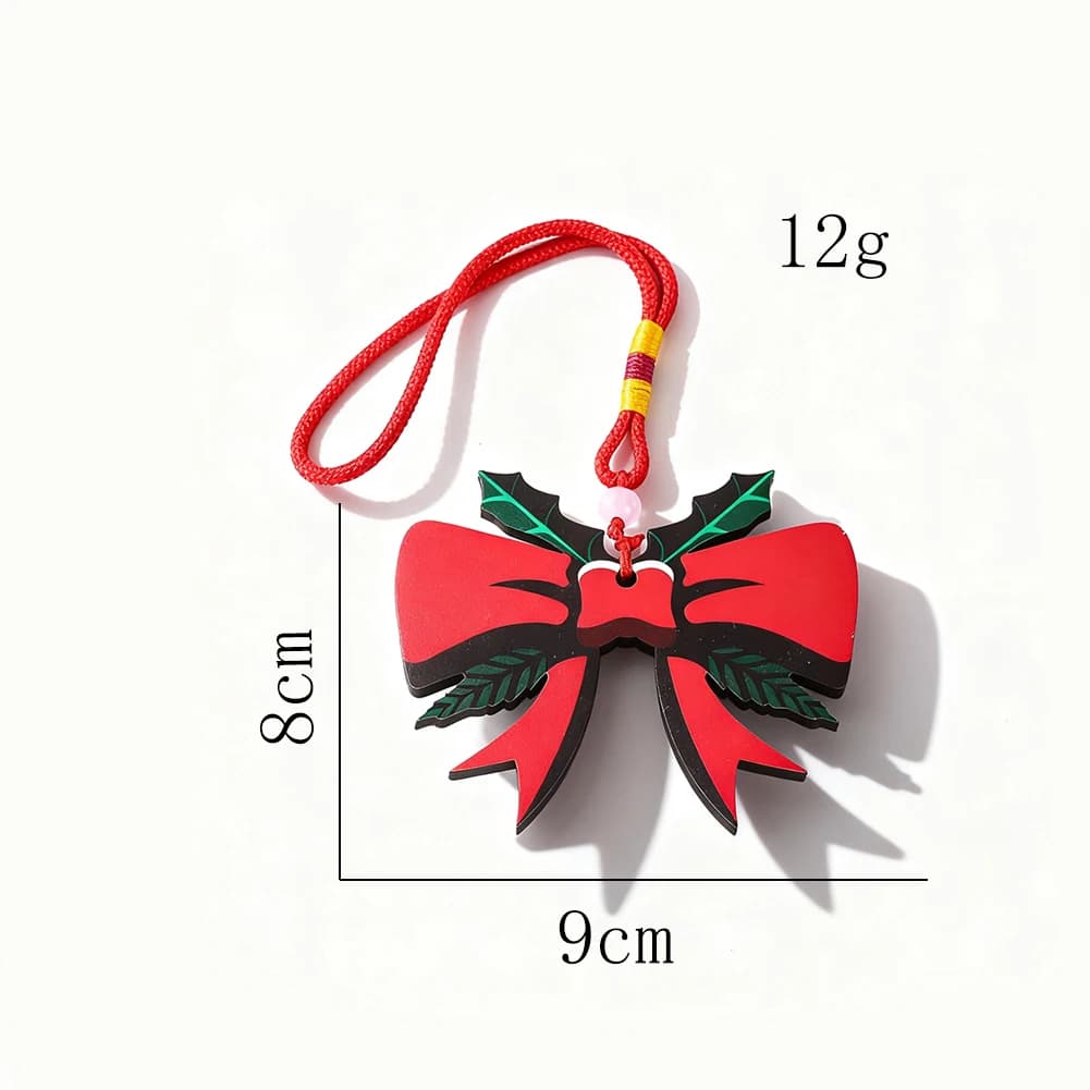 Ornement de noël en bois avec nœud papillon, ruban rouge, pendentif suspendu pour arbre, décoration 