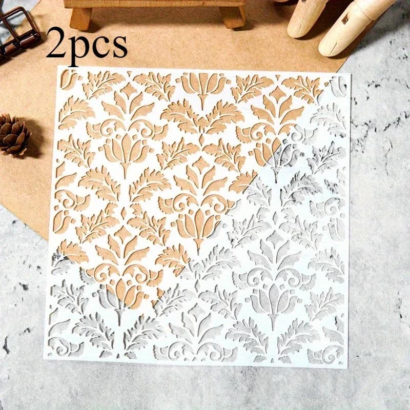 Pochoir en plastique à motif de printemps Vintage, 2 pièces, pour la fabrication de cartes, modèle p