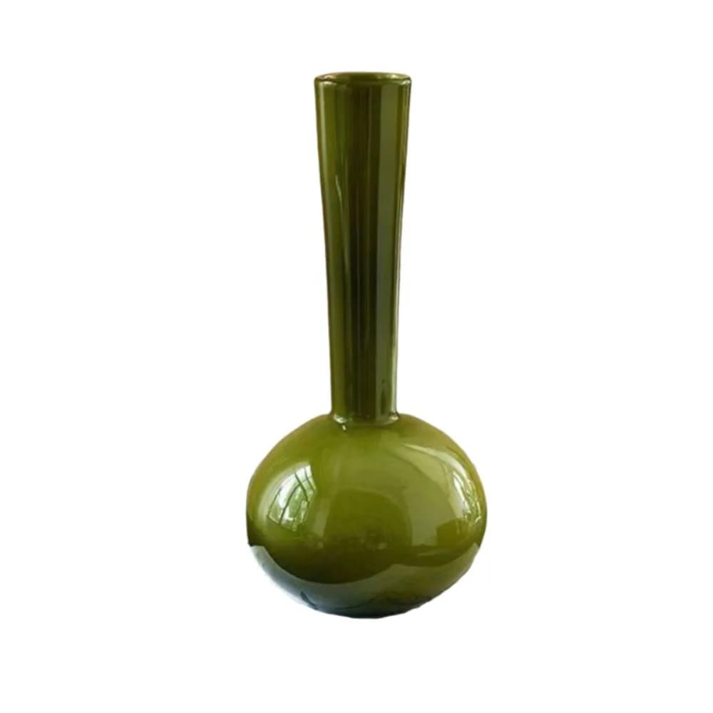 Accessoires pour terrarium, vase en verre vert olive de style français vintage, col de cygne, vase h
