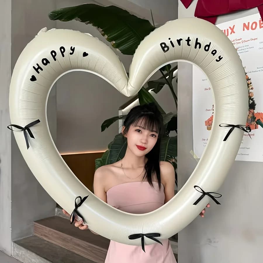 Ballon de film en forme de cœur de 40 pouces avec nœud, rose, rouge, crème, pour la Saint-Valentin, 