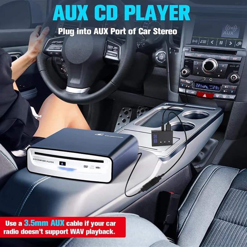 Décodeur de lecteur CD Portable Durable pour voiture, adaptateur de Conversion de décodeur de CD AUX
