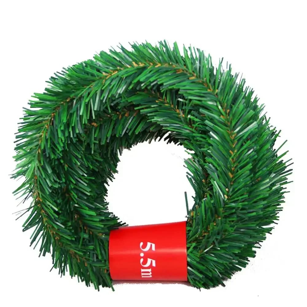 5.5m rotin artificiel pin sapin couronne arbre de noël décoration guirlande Rative vert noël décor d