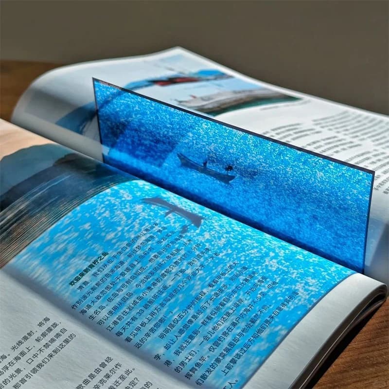 Marque-page Unique en Film de mer bleue, avec des scènes de coucher de soleil superbes, marqueur tra