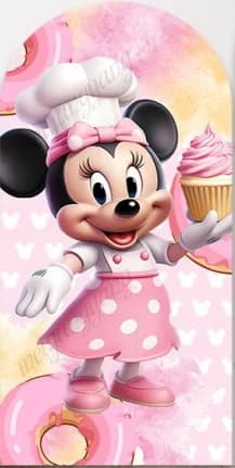 Décor de fond Minnie Mouse Boulangerie, arche rose, boutique de gâteaux, fête d'anniversaire pour fi