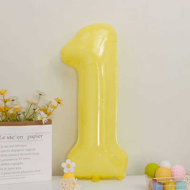 Ballon numérique jaune citron, Film en aluminium, ballons numériques, décoration de fête pour enfant