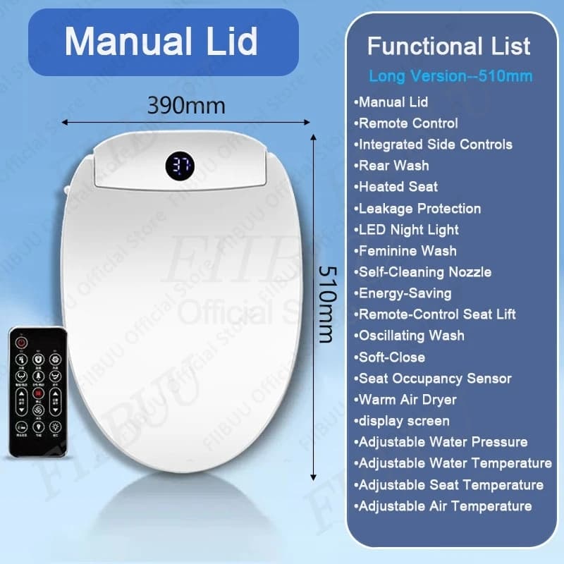 Couvercle de siège de toilette intelligent, lavage des fesses, pour salle de bain, séchage à l'air c