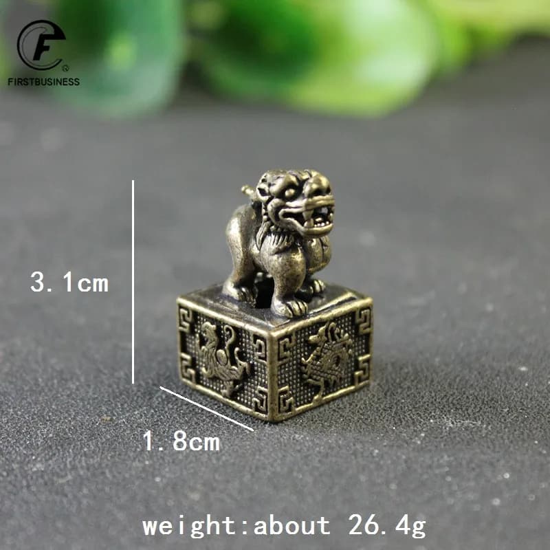 Les quatre symboles bête mythique Pixiu sceau ornement Vintage en laiton animaux Miniatures Figurine