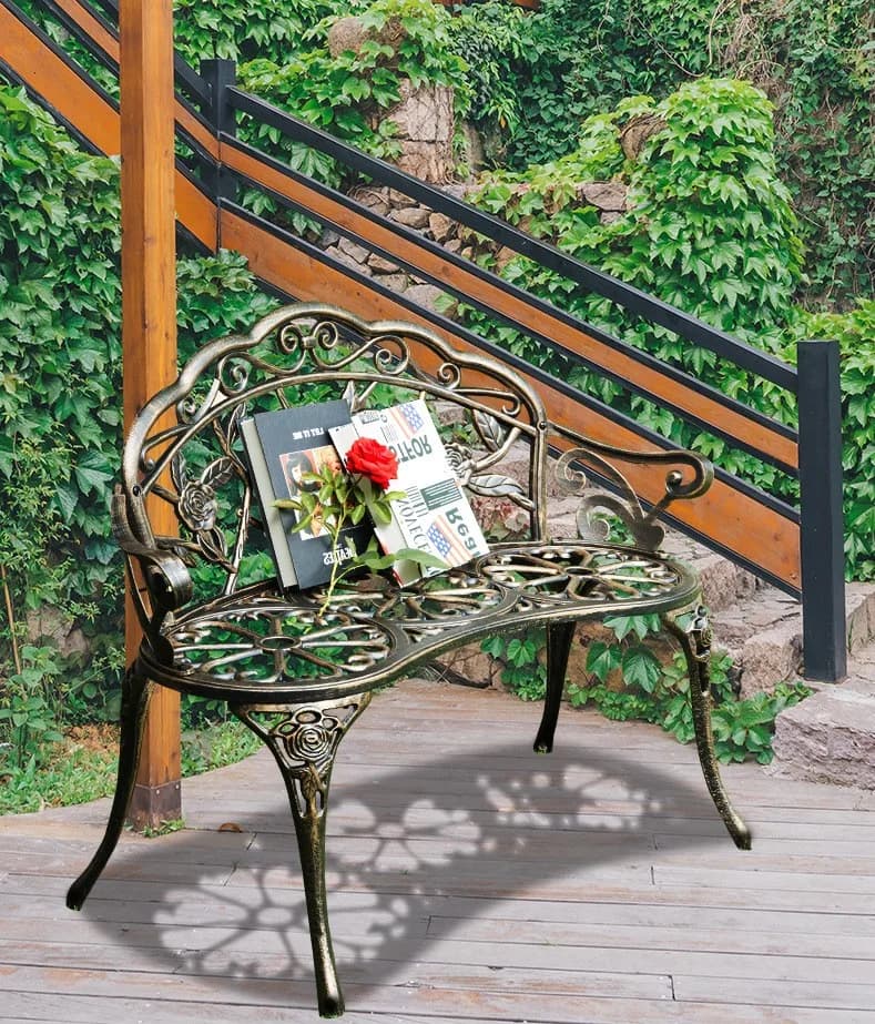 Banc de poids extérieur étanche, bancs de Patio en fonte d'aluminium, loisirs de rue, banc de parc m