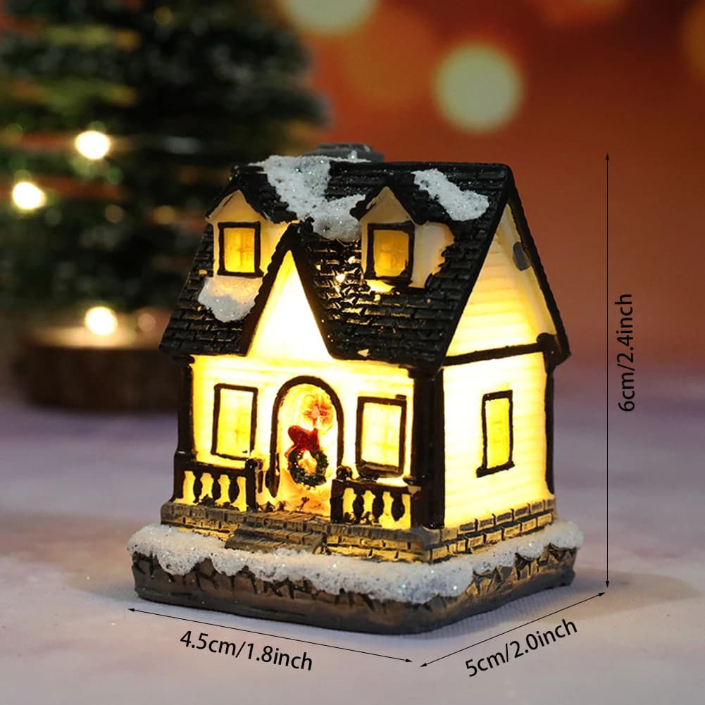 Ornements de lumière LED de Noël, mini maison en résine, village l'inventaire, bâtiment de Noël, déc