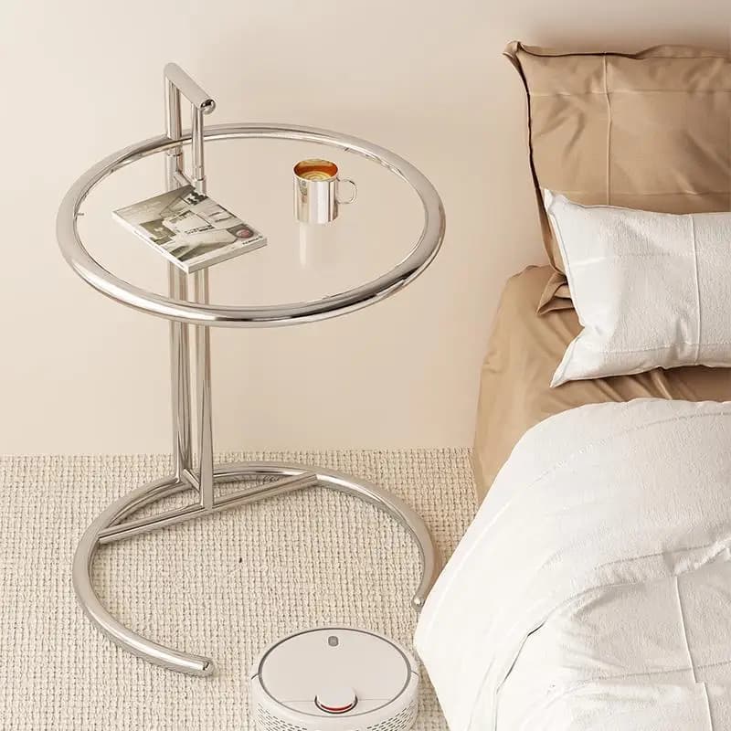 Petite table basse relevable en acier inoxydable, célébrités d'internet ins, table basse en verre tr