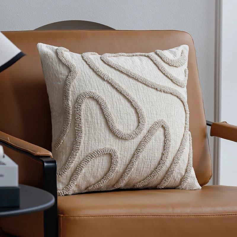 Juste de coussin en chenille à fermeture éclair, housse de coussin touffetée, ligne simple, usage do
