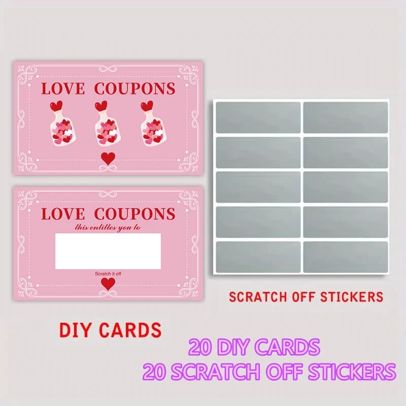 20/30 Ensembles (Cartes et Films à Gratter Inclus) de Cartes à Gratter DIY Amoureuses - Cartes à Mes