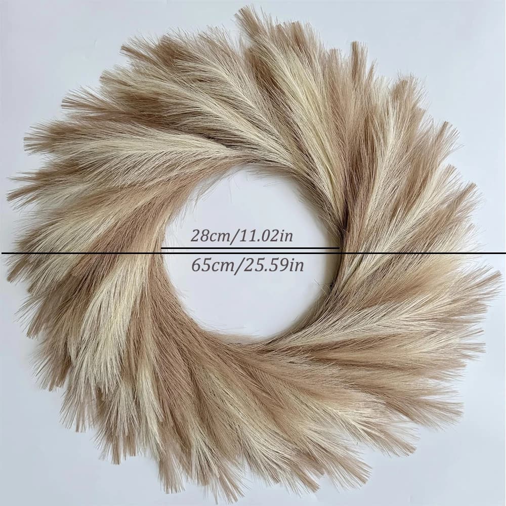 Couronne d'herbe de Pampas artificielle 65cm, décoration murale Boho, Arrangement de couronne DIY po