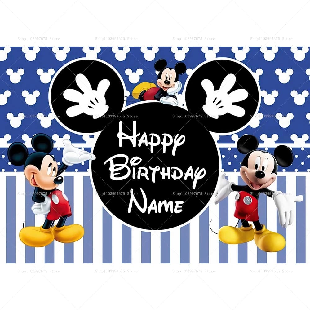 Toile de fond personnalisée Mickey et Minnie Mouse pour fête d'anniversaire d'enfants, décoration de