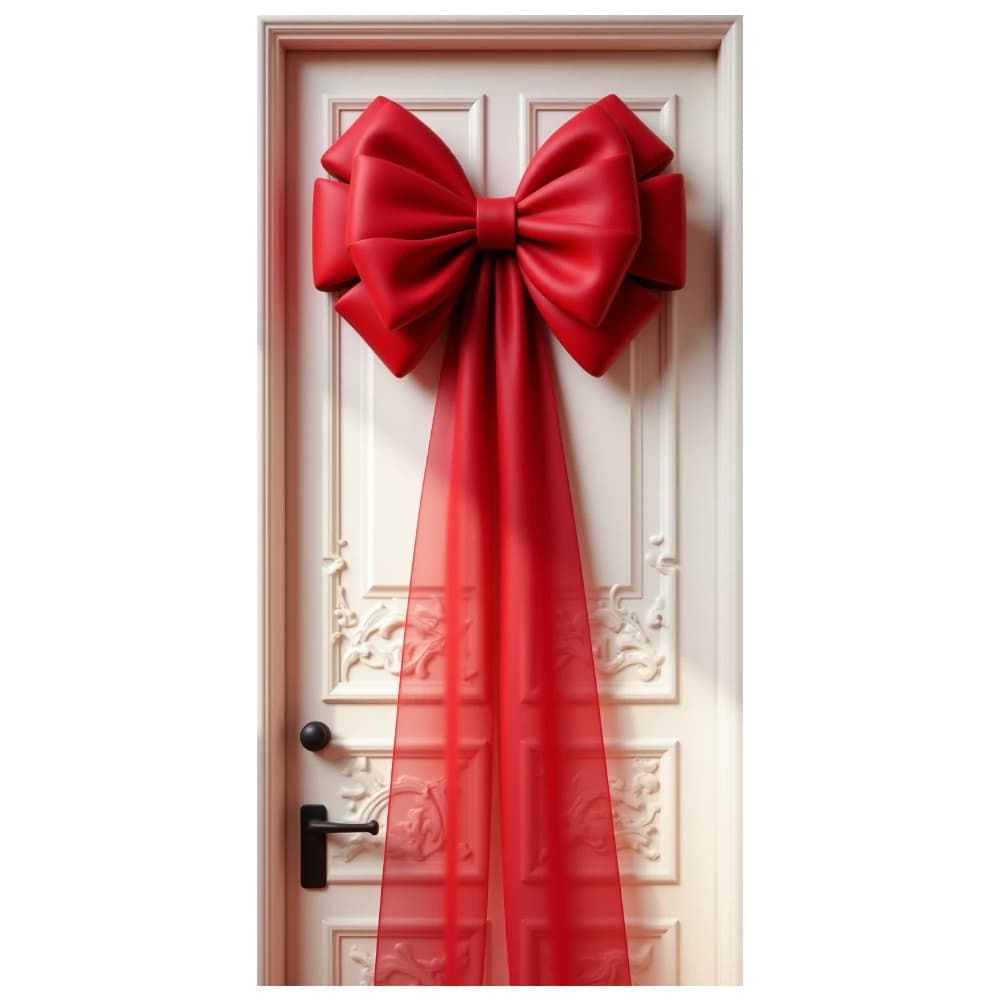 Bannière à nœud décoratif rouge, grande taille, présentoir de porte de noël en forme d'arc, porte à 