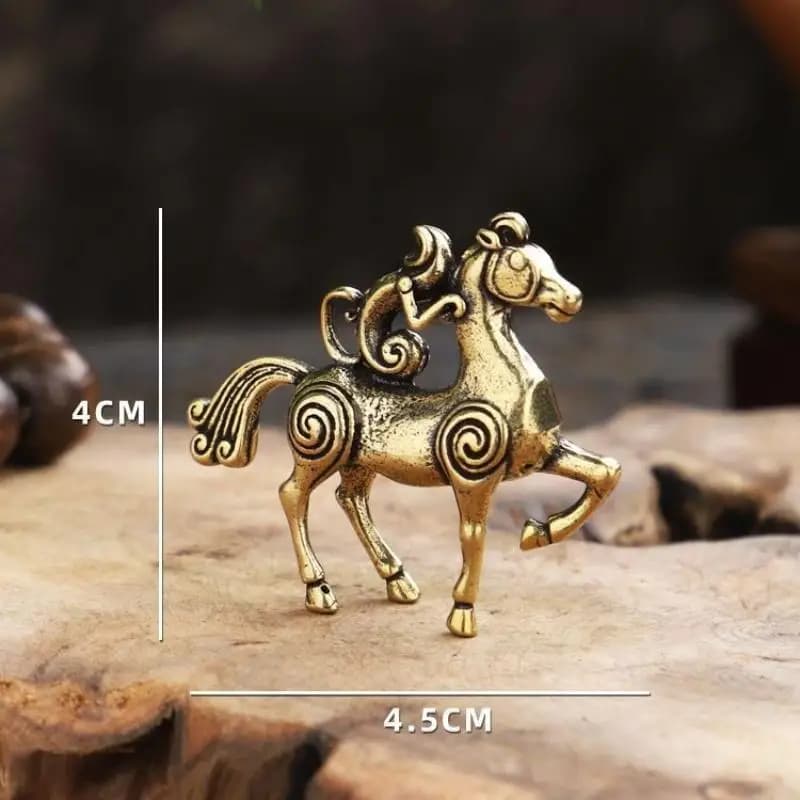 Statue de chevaux au galop en laiton massif vintage Feng Shui - Figurine chinoise, décoration de bur