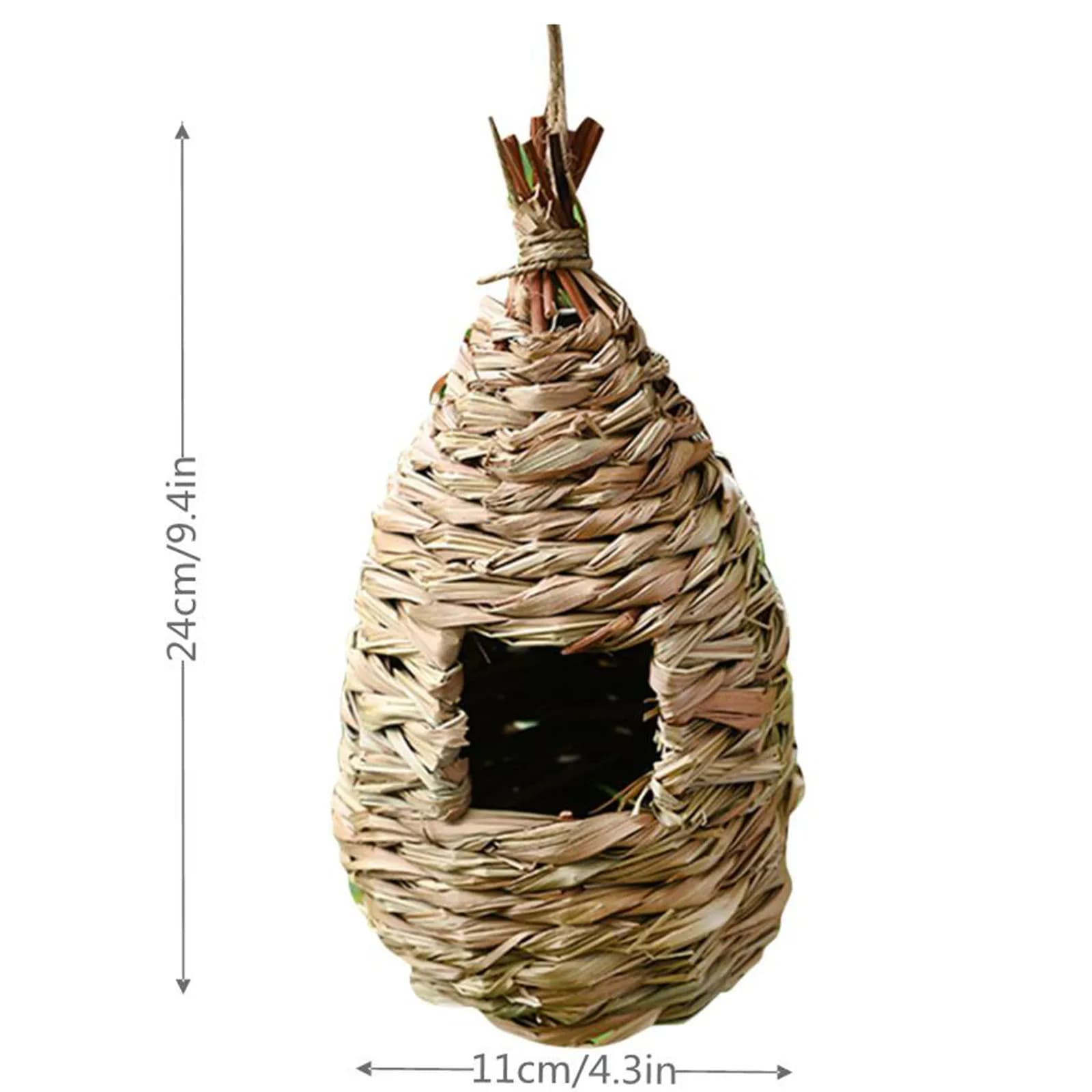 Nid d'oiseaux Cage à oiseaux herbe naturelle Cage à oeufs maison à oiseaux extérieur décoratif tissé
