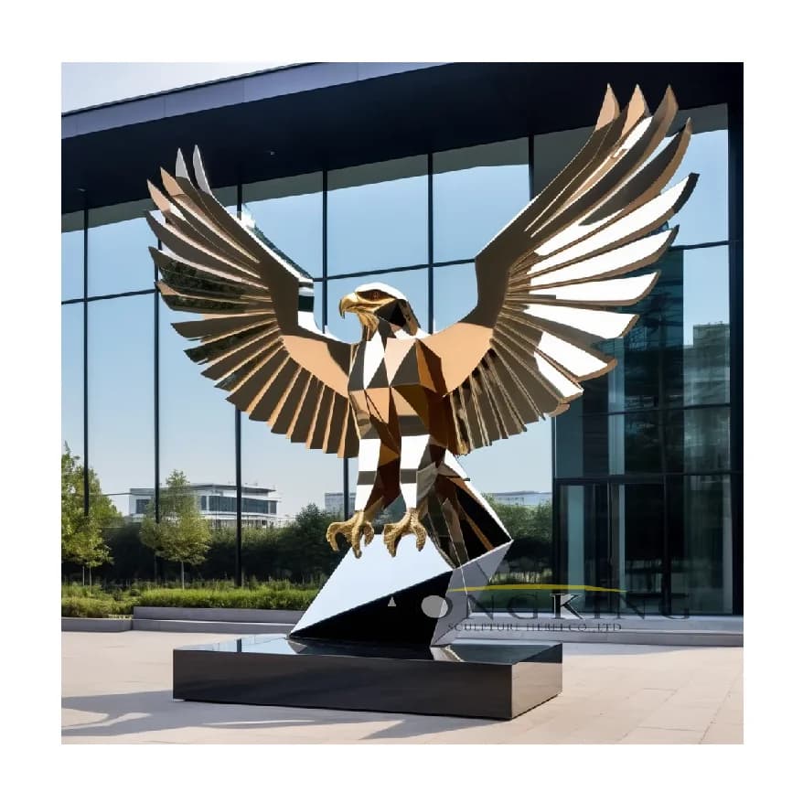 Décoration de maison, grande sculpture d'ailes abstraites en métal, art en acier inoxydable