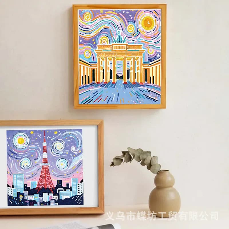 27636-Peintures décoratives personnalisées, peintures de paysages avec cadres sur mesure, peintures 