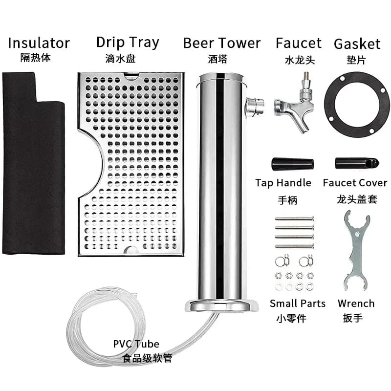Distributeur de tour de bière à triple robinets avec bac d'égouttage, tour de bière en acier inoxyda