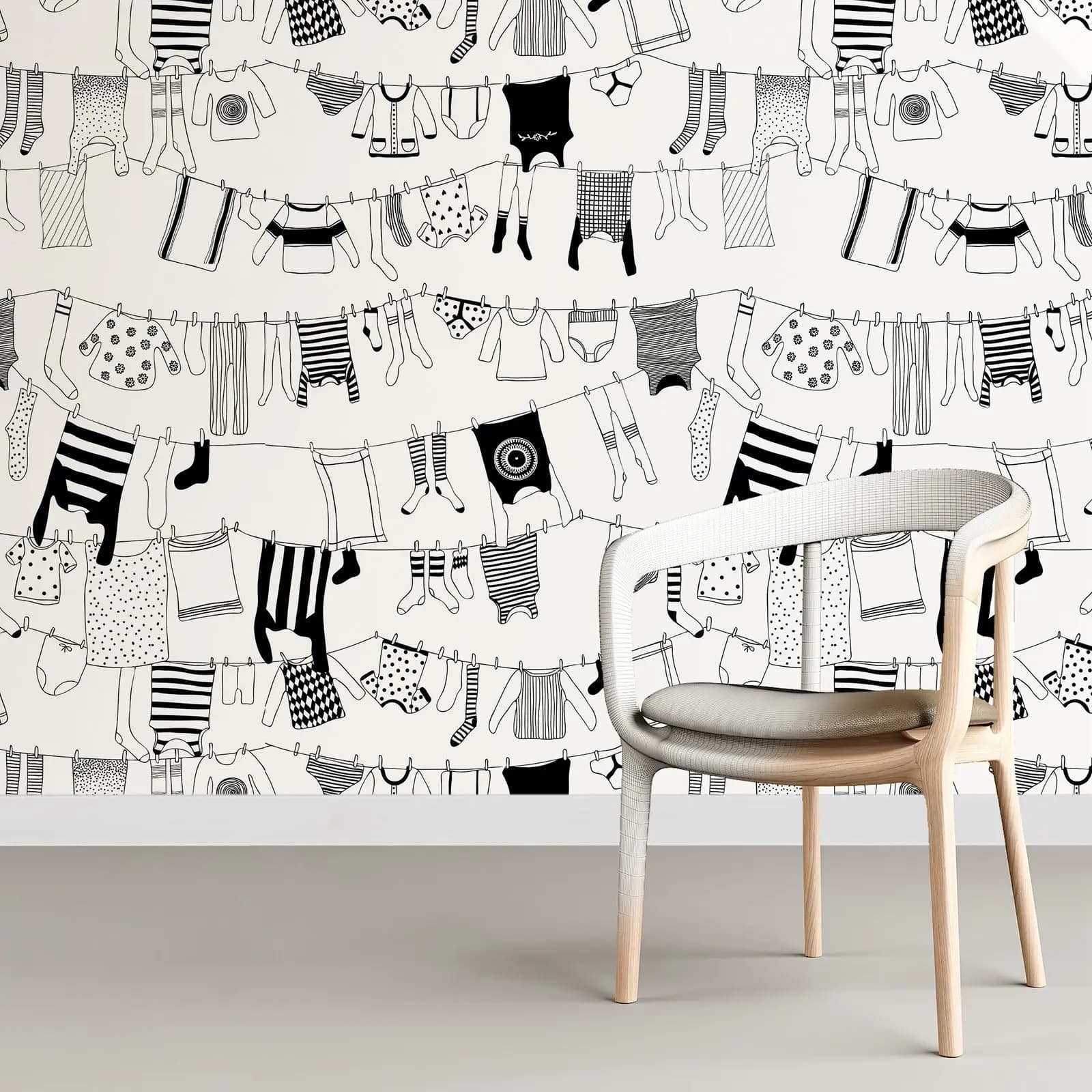 Papier peint mural noir et blanc, papier peint pour cuisine, murale pour buanderie, autocollant ou t