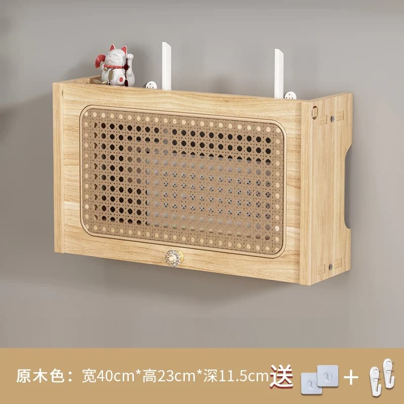 Meuble TV mural avec multiprise, boîte anti-cernes, décodeur WiFi, organisateur de routeur, stockage
