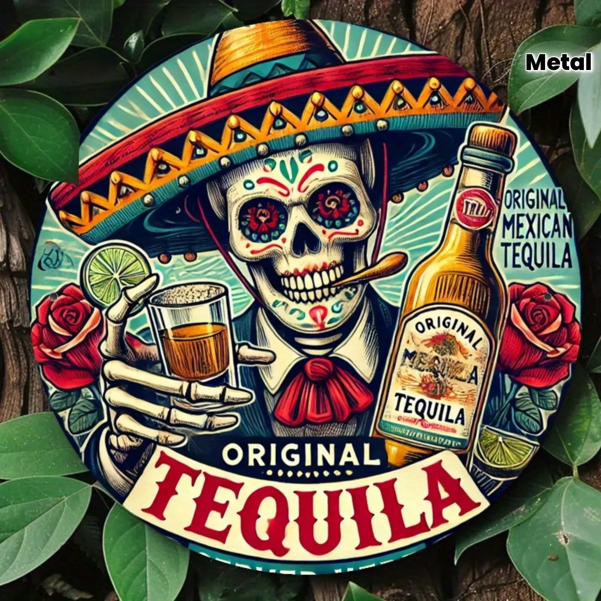 [1 logo décoratif Tequila] 1 logo décoratif Tequila de style Art déco, plaque murale rétro en bois, 