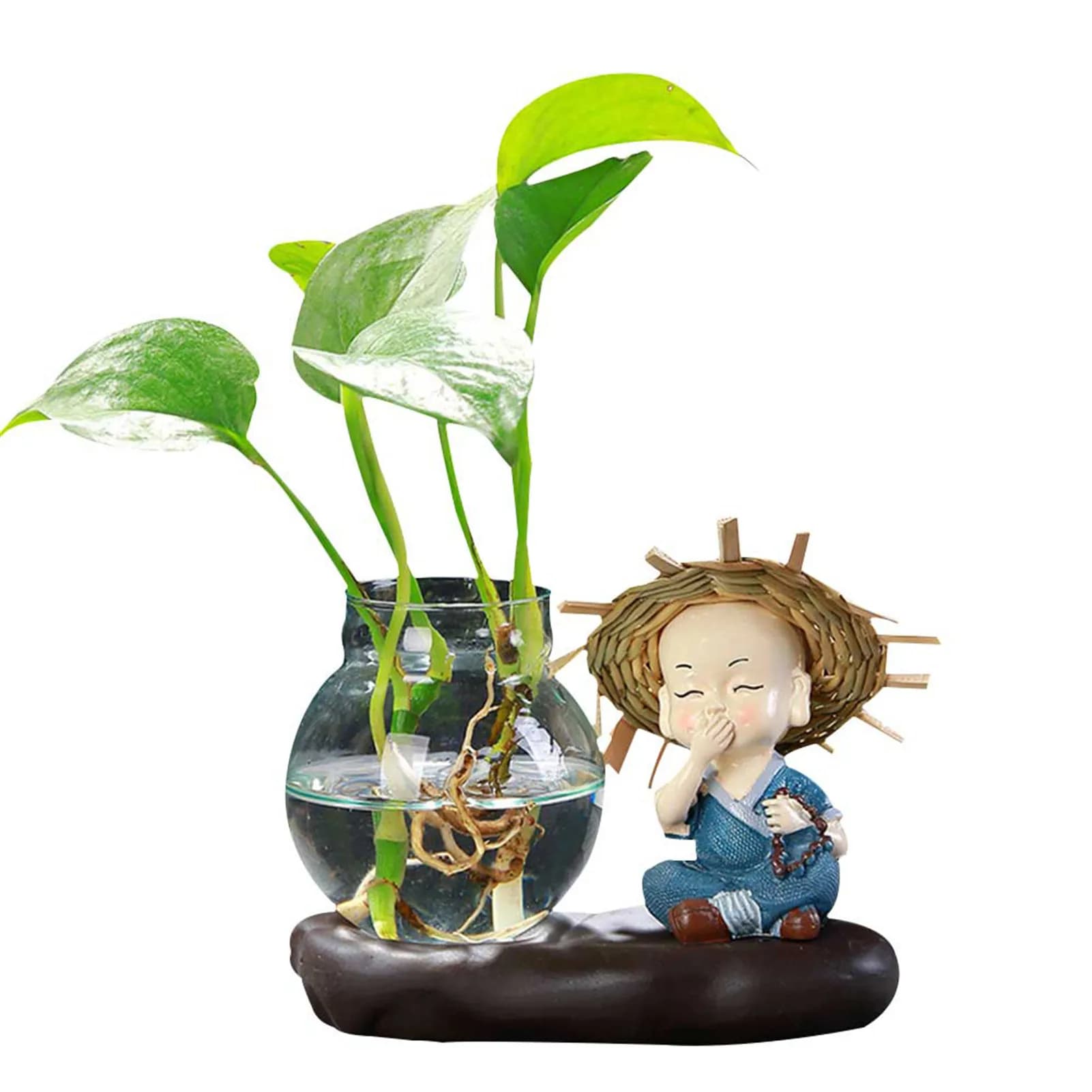 Vase en verre belle plante transparente Terrarium Vase en verre décoration de bureau radis vert hydr