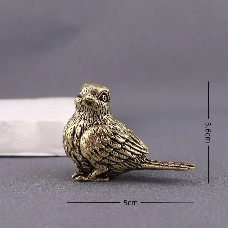 Petite statue d'oiseau moineau rétro, figurines d'animaux miniatures, artisanat en laiton, animal de