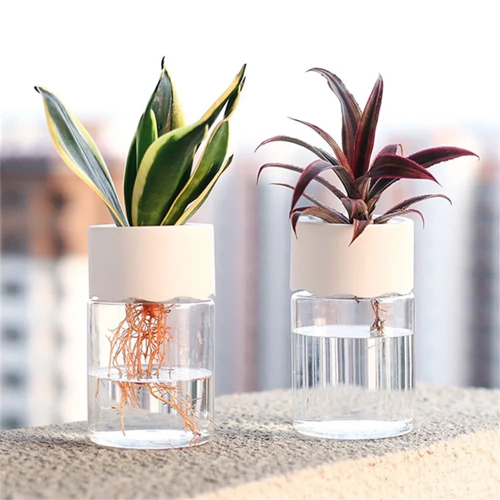 Mini Pot de fleur hydroponique, Vase décoratif de maison, Imitation verre Transparent, Pots de plant