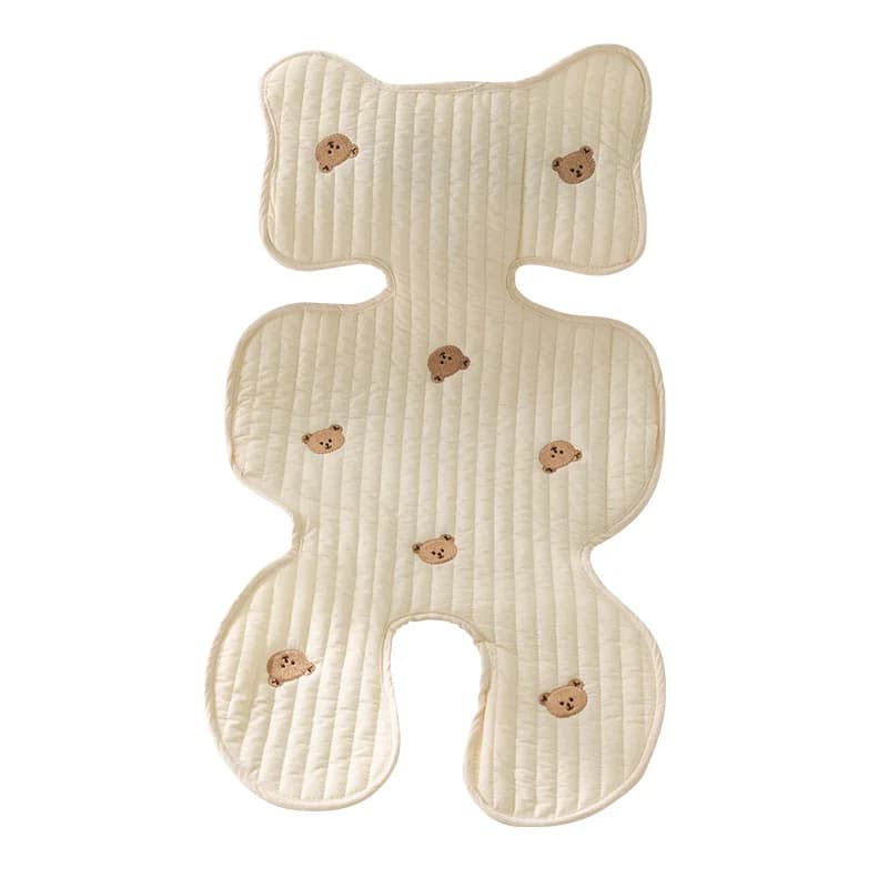 Coussin de siège de poussette pour bébé, ours lapin brodé, toutes saisons, matelas de chariot respir