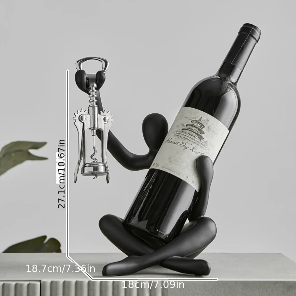 Porte-bouteille de vin rouge avec personnage abstrait créatif, ornement de rangement, porte-bouteill