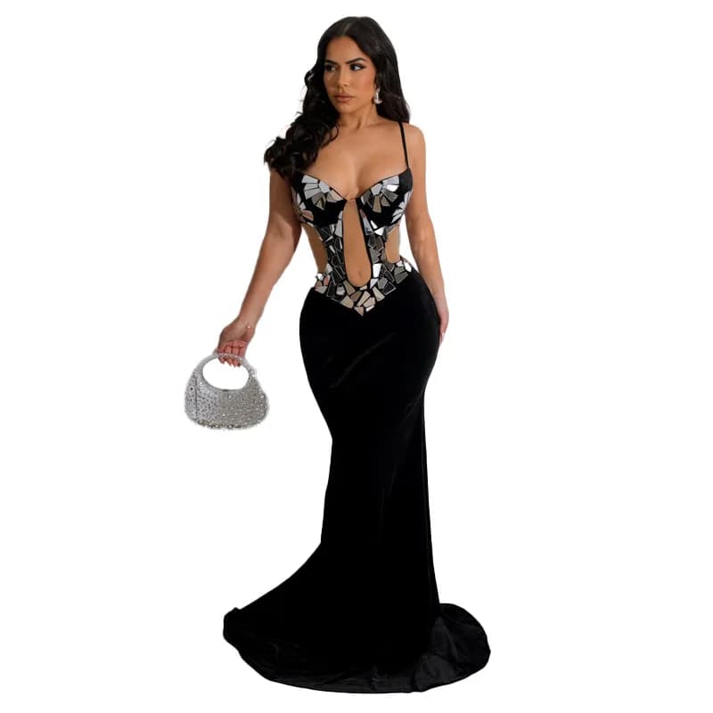 Robe de soirée à paillettes pour femmes, nouveau Style, bretelles, mode boîte de nuit, soutien-gorge