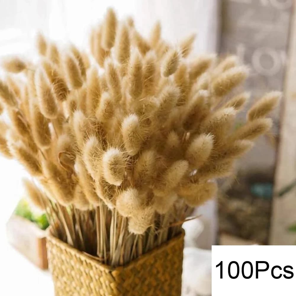 Bouquet de Fleurs vaccées Naturelles pour Décoration de Mariage, Vase, Boho, Lapin, Tenge, Fleur Art