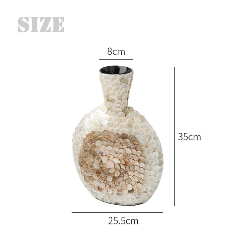 Ahunderjiaz-Vase d'art en coquille dorée de luxe léger, arrangement de fleurs de bureau fait à la ma