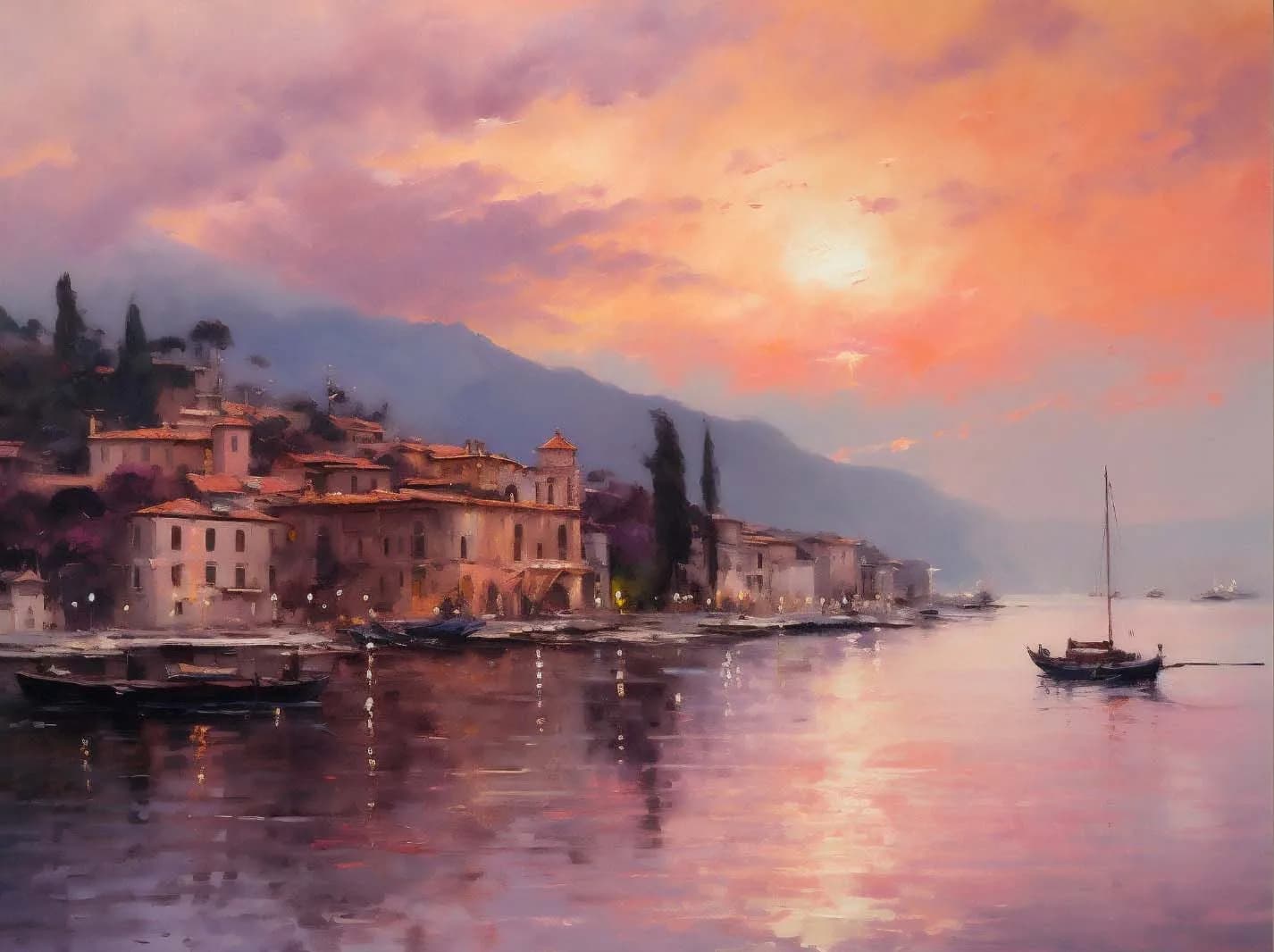 Toile de paysage neutre de campagne Vintage, venise côtière, peinture imprimée, affiche rustique Moo