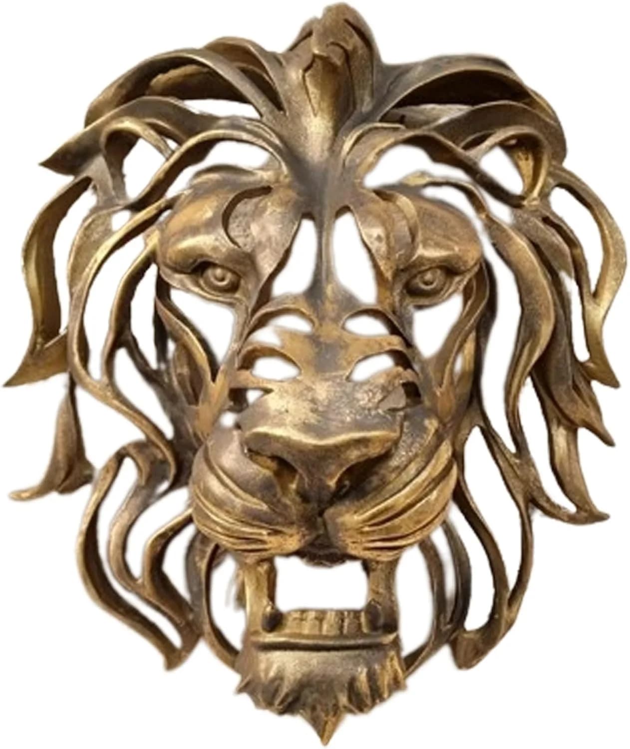 Statue de tête de Lion creuse en or, grande tête de Lion, Sculpture artistique murale, design mural 