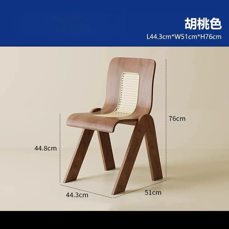 Chaise de salle à manger en rotin et bois massif pour la maison, chaise vintage avec dossier pour ca