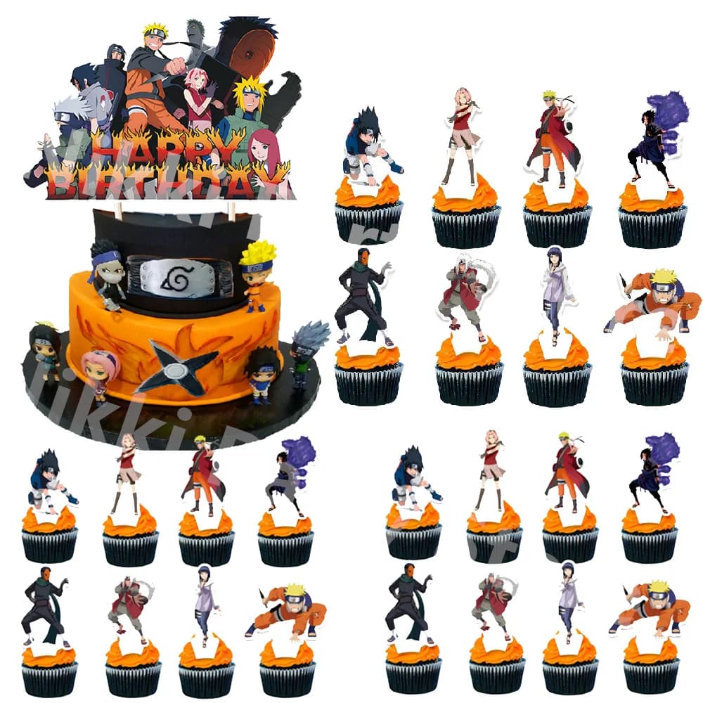 Décoration de gâteau Naruto, figurine Naruto, fournitures pour fête d'anniversaire, décoration de gâ