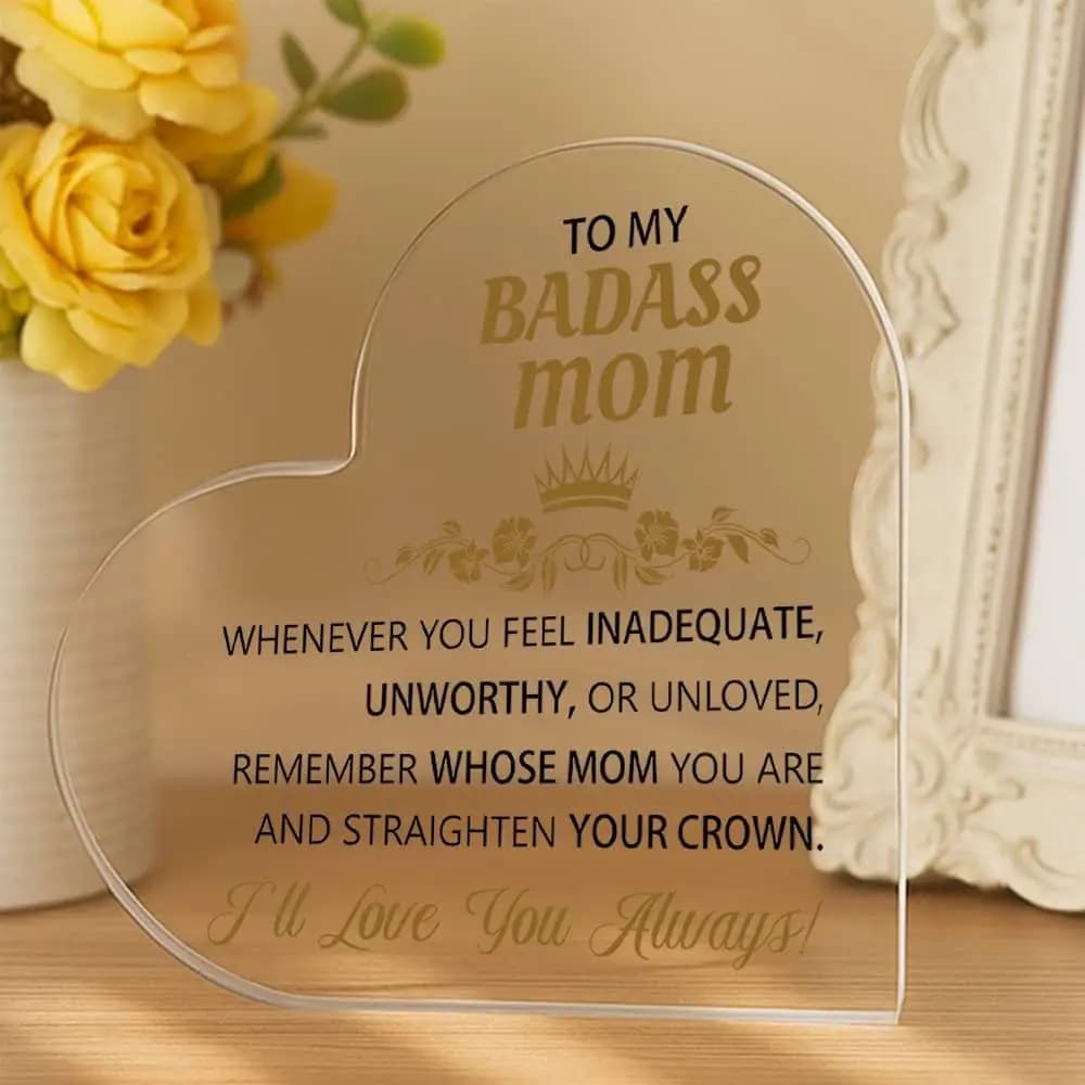 Cadeau acrylique coeur personnalisé pour maman, fête des mères, anniversaire, décoration de bureau